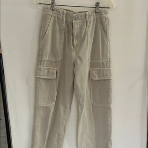 Zara Tan Cargo Pants Wide Leg